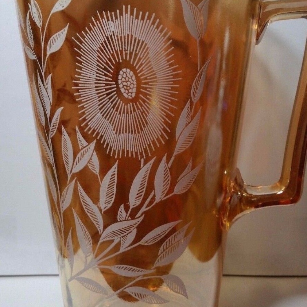 Jeanette Marigold Carnival Glass Pitcher Marigold